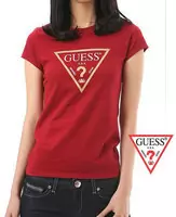 tee shirt mujer guess short sleeve genereux cotton 2013 france sm usa red gold